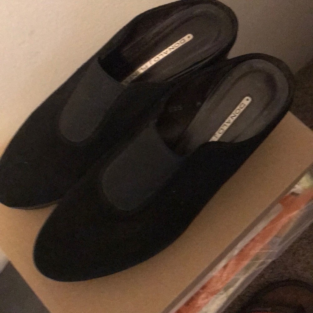 Donald Pliner clog style shoe, black suede